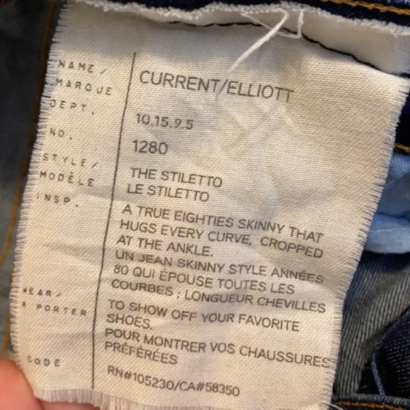 Current/Elliott The Stiletto Mid Rise Cropped Fitted leg Skinny Jeans Size 27 - Picture 11 of 12